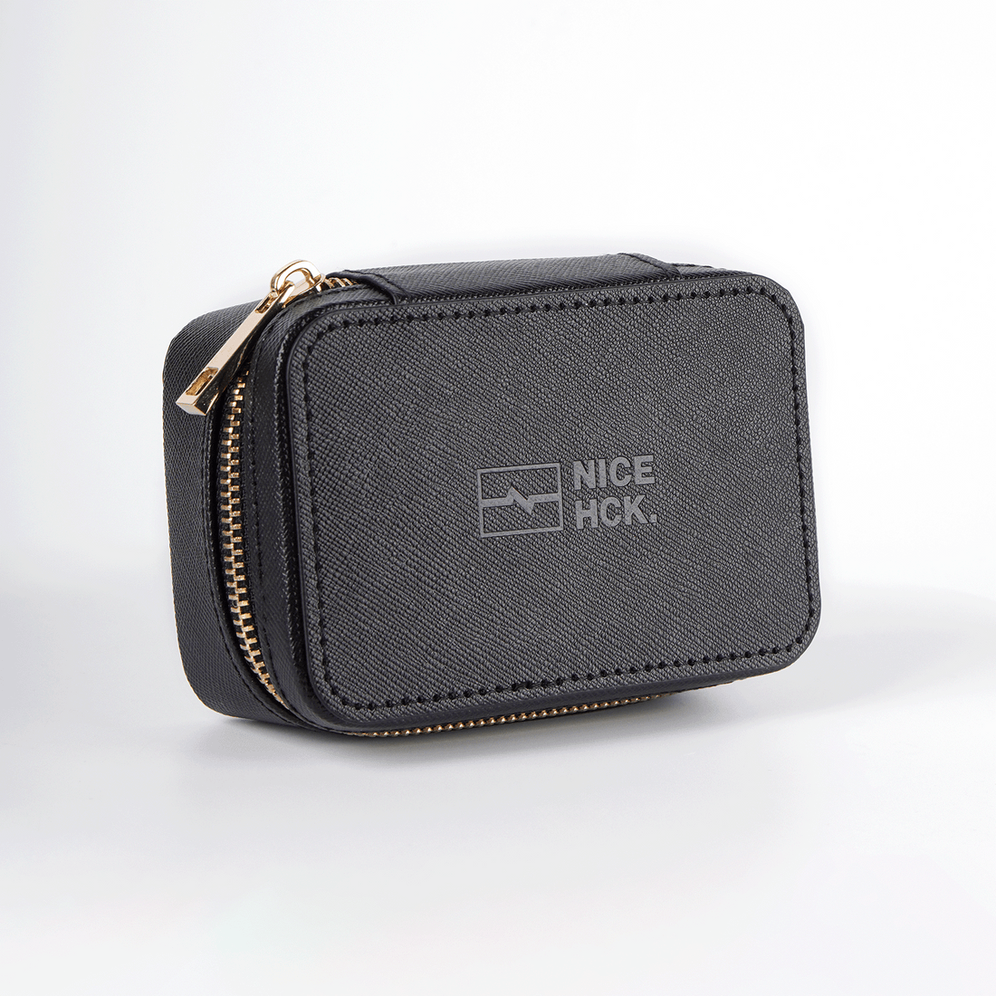 NiceHCK 휴대용 헤드셋 수납 박스 블랙 지퍼식 가방 고급 PU 이어폰 케이스 이어버드 액세서리 Himalaya용