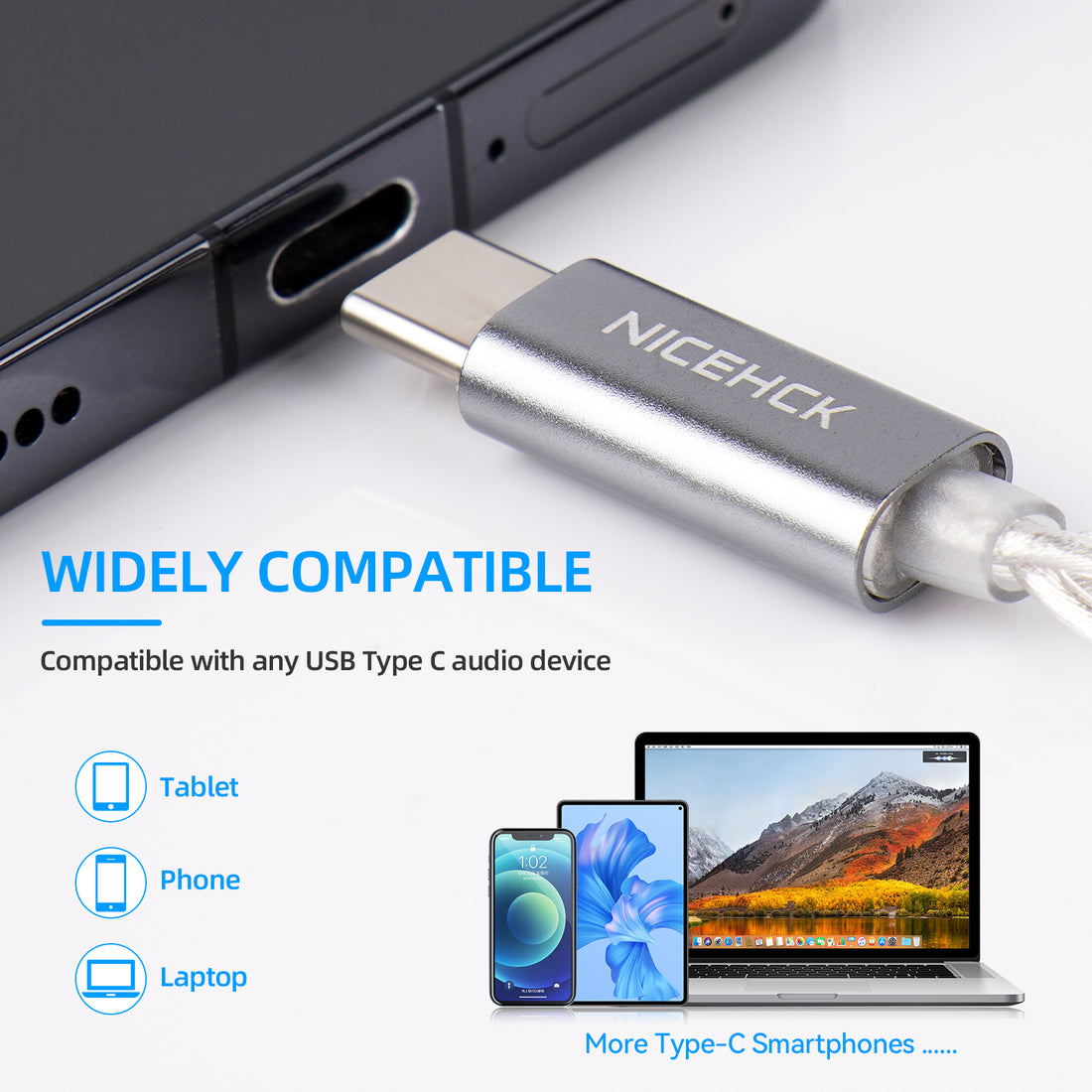 NiceHCK SP4 USB C IEM 케이블 Type-C 디코딩 업그레이드 케이블(마이크 포함) 4 가닥 OFC + 은도금 OFC 혼합 케이블(0.78mm 2P핀 커넥터 포함)