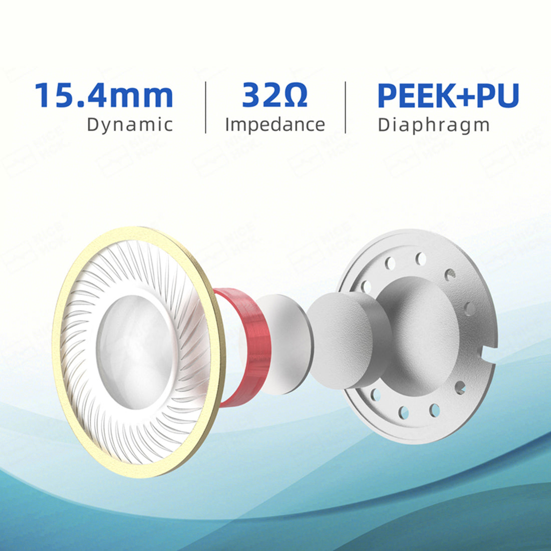 NiceHCK YD30 HiFi 뮤직 유선 이어버드 15.4mm 다이나믹 HD 마이크 이어폰 UV 바니시 표면 3.5mm 커넥터 이어폰 게임 회의 Vido EB2S용