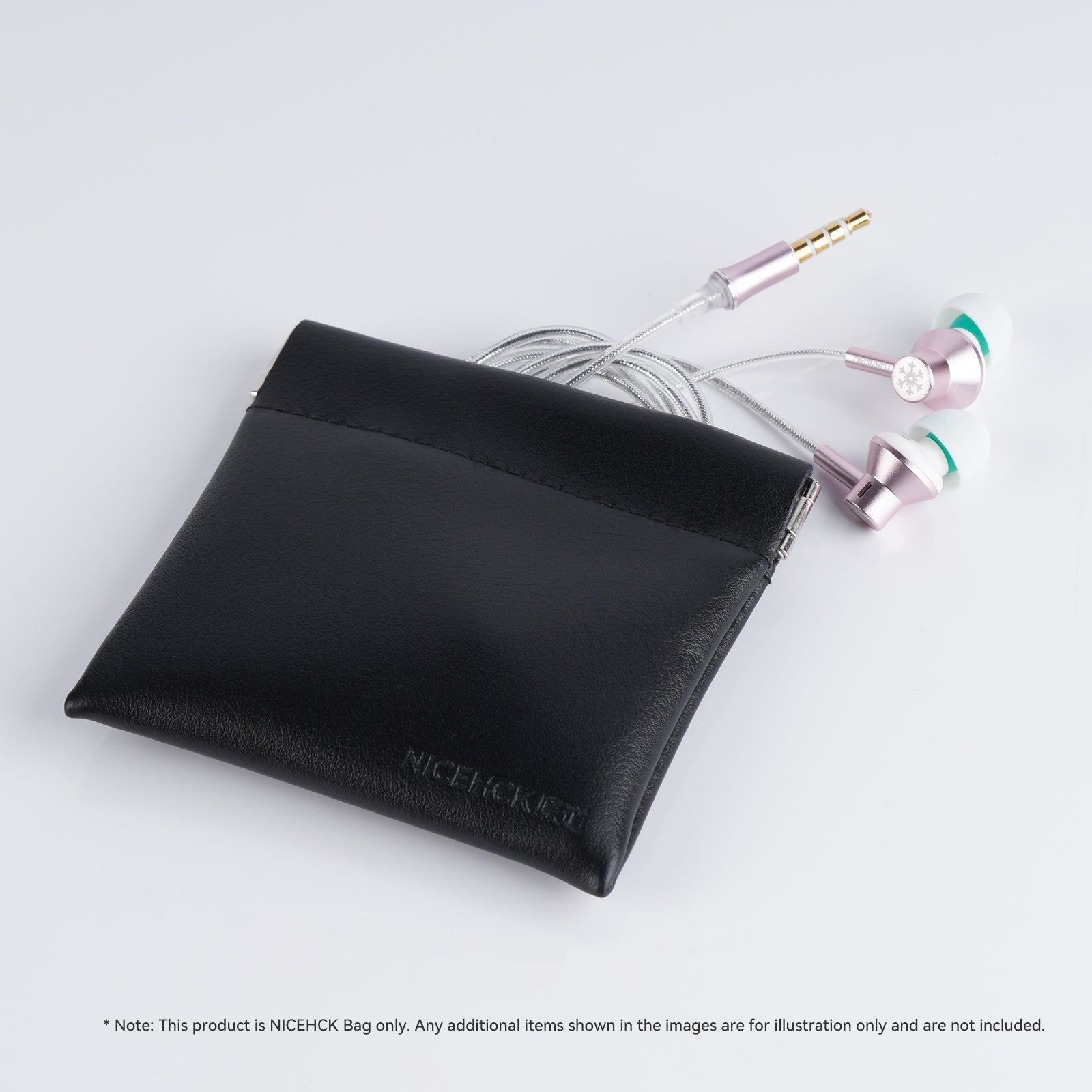 NiceHCK ブラック キャリー PU レザー 収納バッグ イヤホン