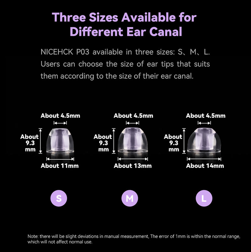 NICEHCK NICEHCK P03 Liquid Silicone Ear Tips for IEMs, 3 Pairs (S/M/L), Soft Transparent Eartips for Noise Isolation, Comfortable Fit, Washable Replacement Earbuds for In-Ear Monitors Showcase