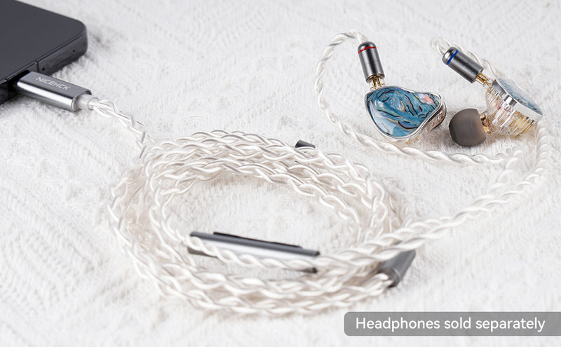 NICEHCK NICEHCK SP4 USB C IEM Cable Type-C Decoding Upgrade Cable with Microphone 4 Strands OFC+Silver Plated OFC Mixed Cable with 0.78mm 2Pin Connector Showcase