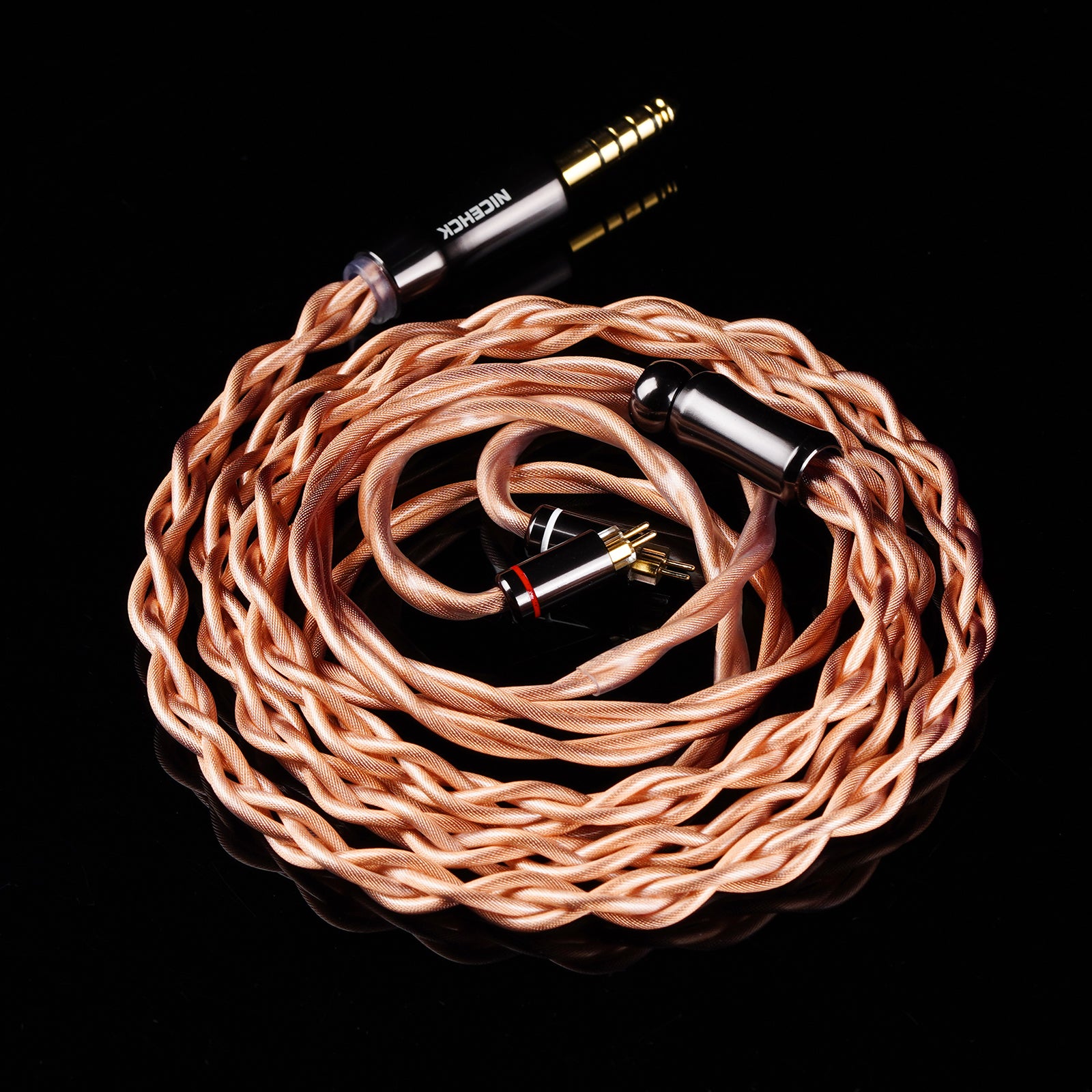 NICEHCK Fall 18.6AWG IEMケーブル 金メッキ2Pin OFC HiFiイヤホン
