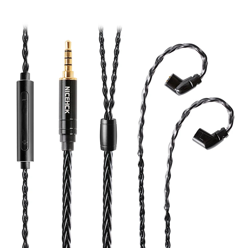 NICEHCK BlackWheat 8芯 IEMケーブル マイク付き 銀メッキ銅 HiFi