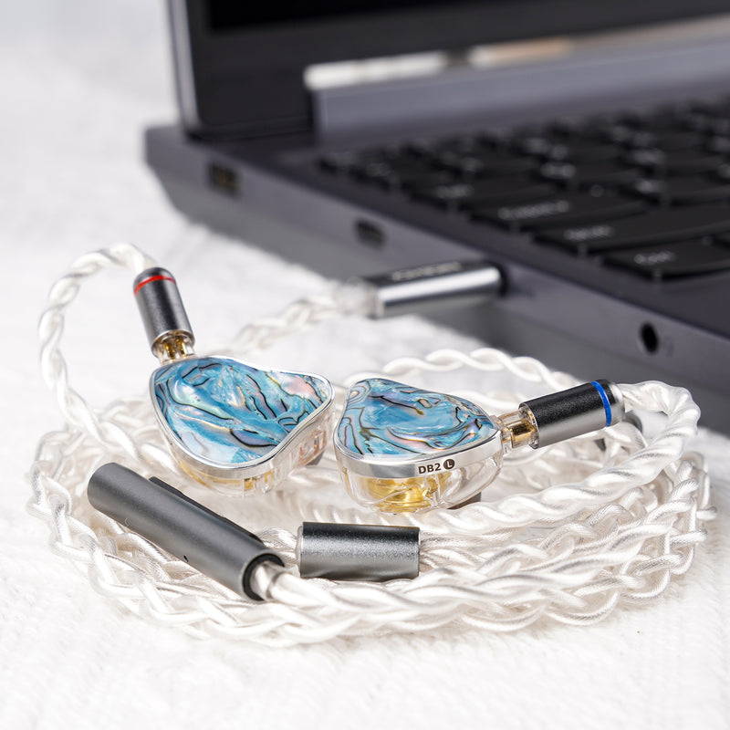 NICEHCK NICEHCK DB2 Hybrid IEM Earphones + SP4 USB-C DAC Cable with Mic | 1DD+1BA In-Ear Monitors, 2Pin Detachable, Hi-Res Audio for iPhone Android Gaming Showcase