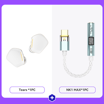 NICEHCK Tears Wired IEM + NK1 MAX Type-C DAC Adapter Combo – Dual-Magnet Dual-Chamber Earphones with Silver-Plated OCC Cable, Hi-Res 32bit/384kHz Audio