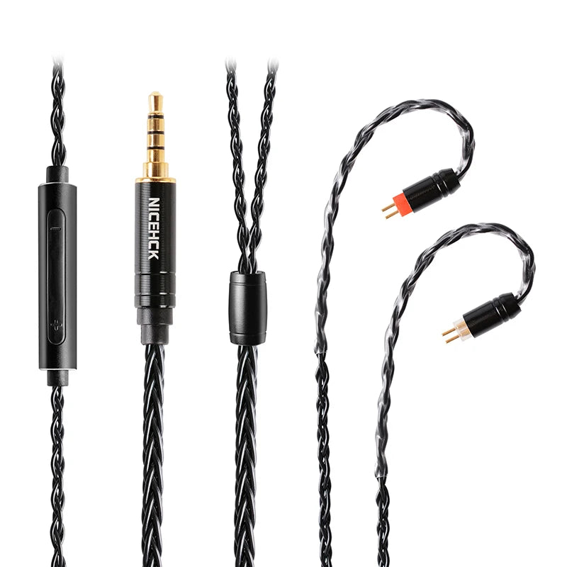 NICEHCK BlackWheat 8 Core IEM Cable with Mic Silver Plated Copper HiFi NICEHCK BlackWheat 8 Core IEM Cable with Mic Silver Plated Copper HiFi