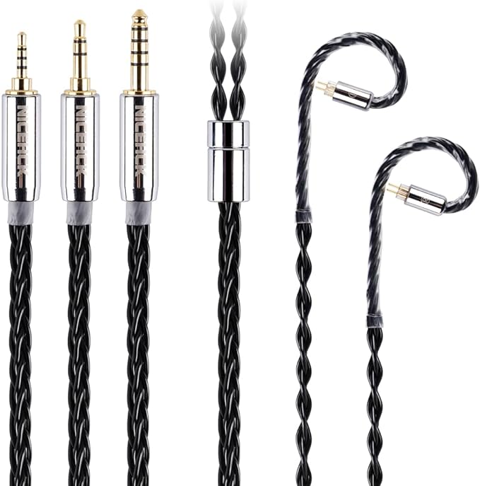 NICEHCK BlackCat Ultra HiFi 이어폰 리케이블, 8 코어, 아연 구리 합금 오일 함침 소재, 2.5mm 플러그, MMCX 커넥터, 업그레이드 케이블, 분리형, 메탈 커넥터,  Hi-fi 음질